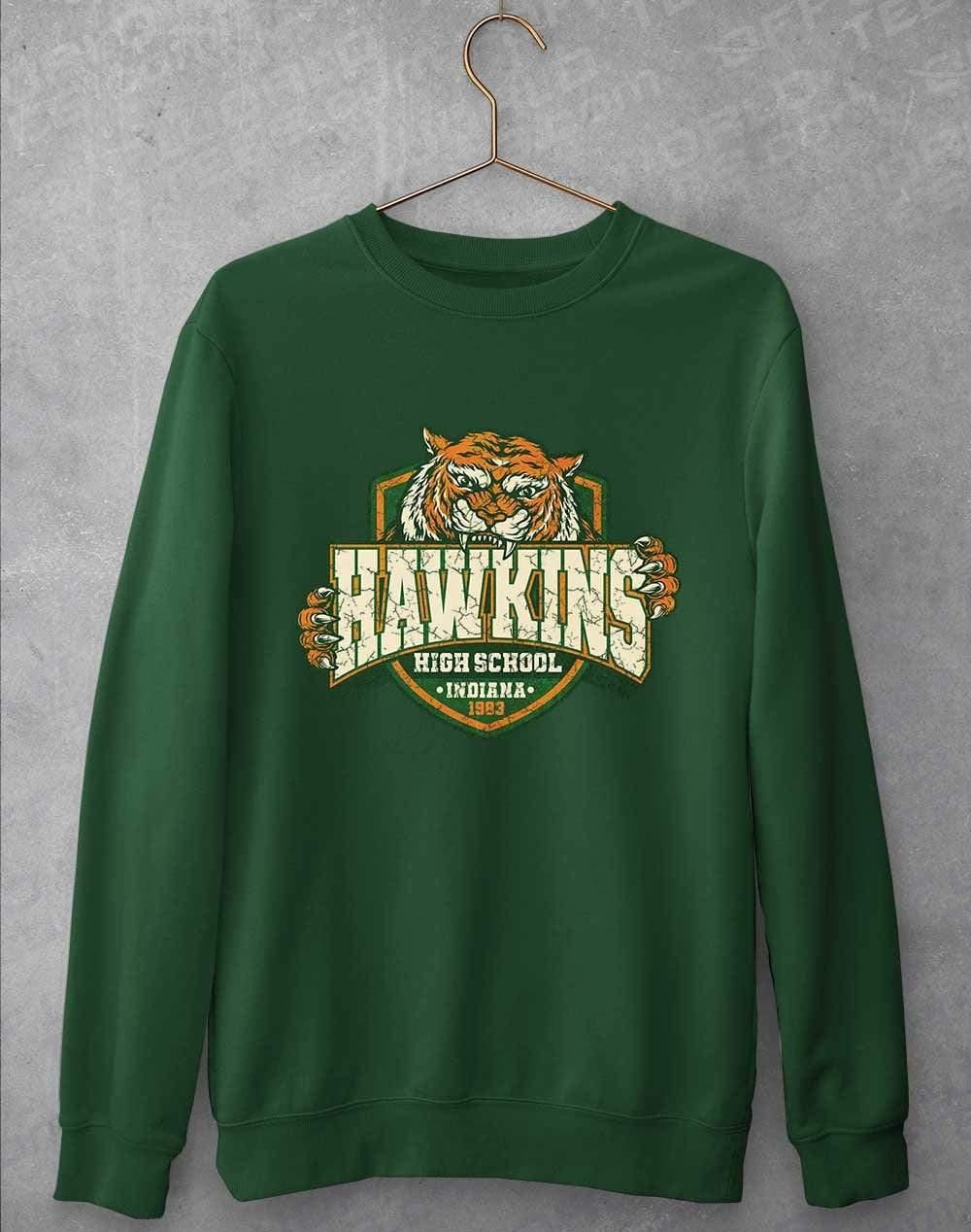 Hawkins High School Tiger Logo Sweatshirt S / Bottle Green  - Off World Tees