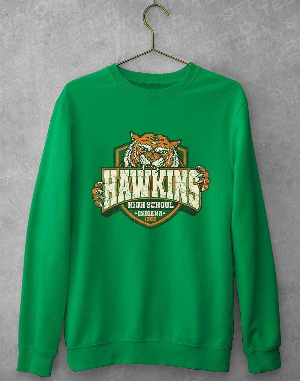 Hawkins High School Tiger Logo Sweatshirt S / Kelly Green  - Off World Tees