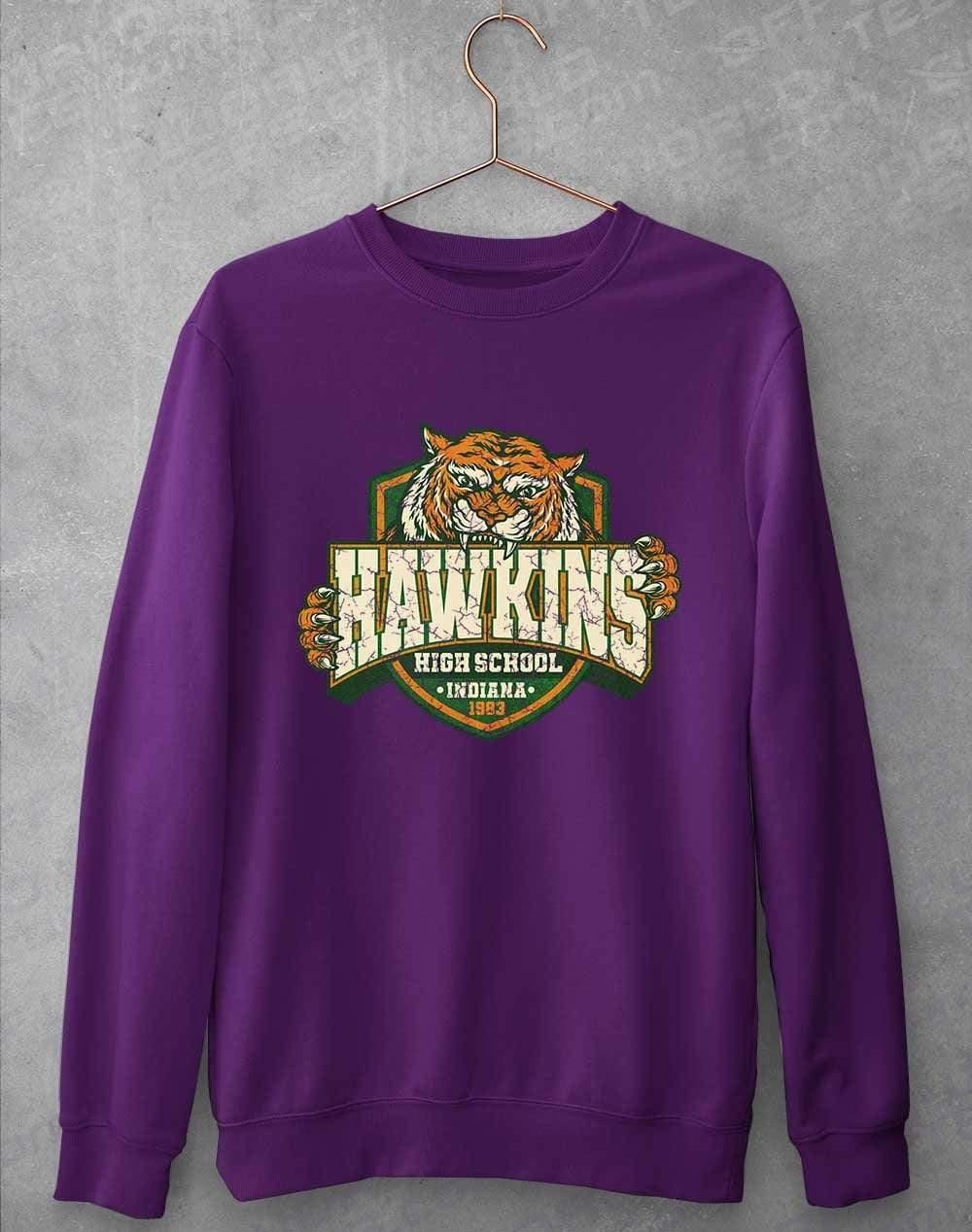 Hawkins High School Tiger Logo Sweatshirt S / Purple  - Off World Tees