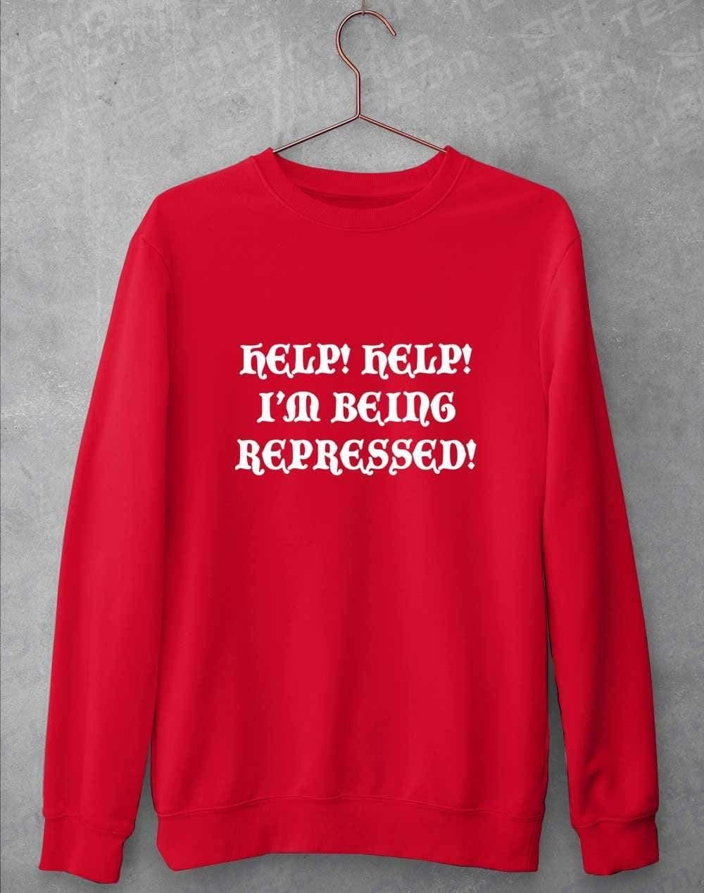 Help I'm Being Repressed Sweatshirt S / Fire Red  - Off World Tees