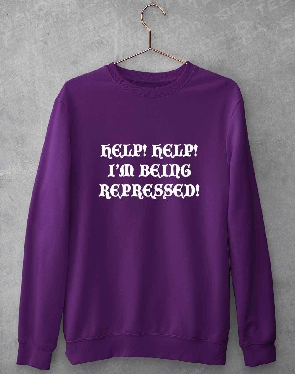 Help I'm Being Repressed Sweatshirt S / Purple  - Off World Tees