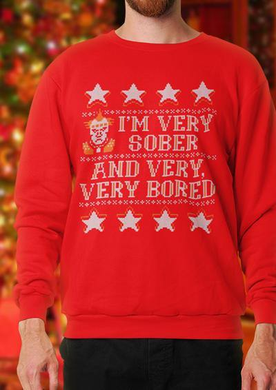 Im Very Sober and Very Very Bored Festive Knitted-Look Sweatshirt  - Off World Tees