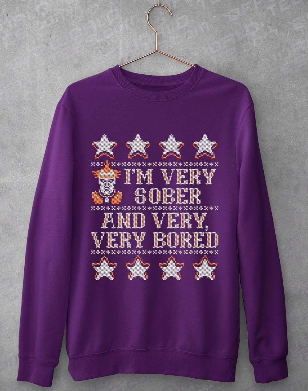 Im Very Sober and Very Very Bored Festive Knitted-Look Sweatshirt S / Purple  - Off World Tees