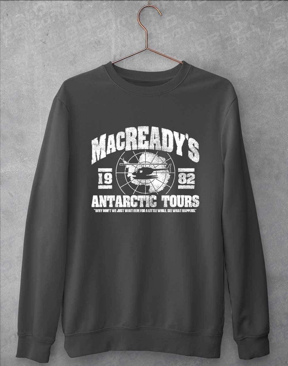 MacReady's Antarctic Tours 1982 Sweatshirt S / Charcoal  - Off World Tees