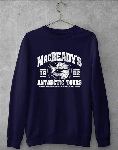 MacReady's Antarctic Tours 1982 Sweatshirt S / Oxford Navy  - Off World Tees