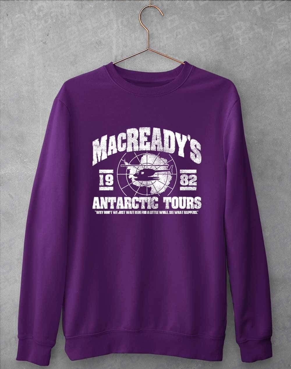 MacReady's Antarctic Tours 1982 Sweatshirt S / Purple  - Off World Tees