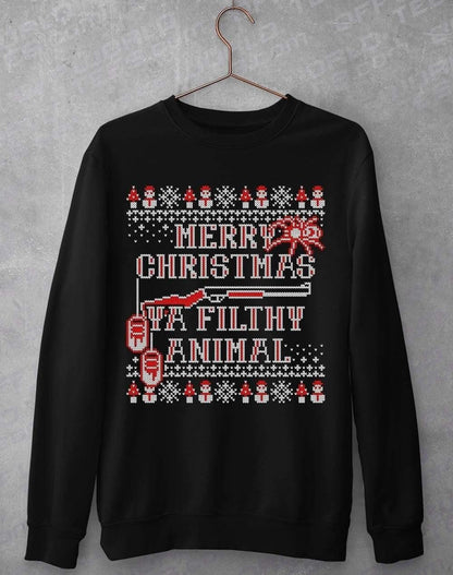 Merry Christmas Ya Filthy Animal Sweatshirt S / Black  - Off World Tees