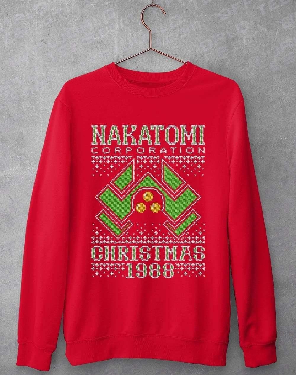 Nakatomi Christmas1988 Festive Knitted-Look Sweatshirt S / Fire Red  - Off World Tees