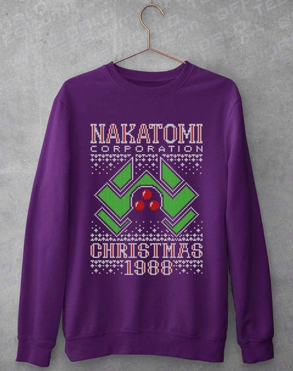 Nakatomi Christmas1988 Festive Knitted-Look Sweatshirt S / Purple  - Off World Tees