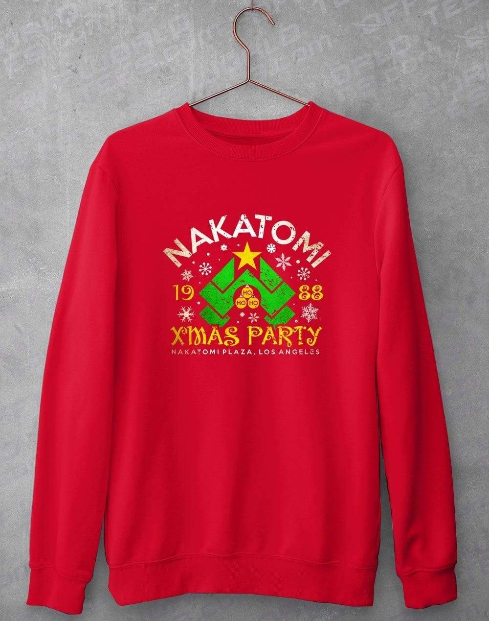 Nakatomi Xmas Party Sweatshirt XS / Fire Red  - Off World Tees