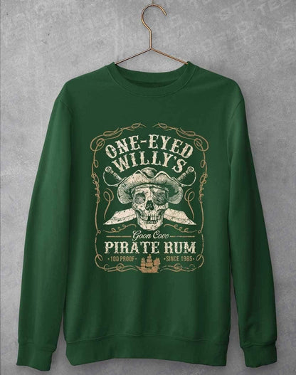 One-Eyed Willy's Goon Cove Rum Sweatshirt S / Bottle Green  - Off World Tees