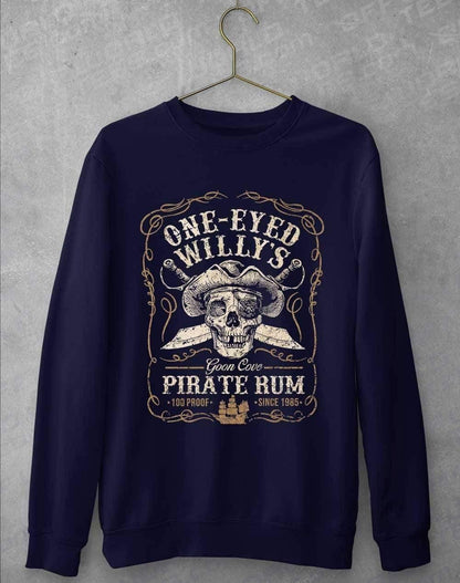 One-Eyed Willy's Goon Cove Rum Sweatshirt S / Oxford Navy  - Off World Tees