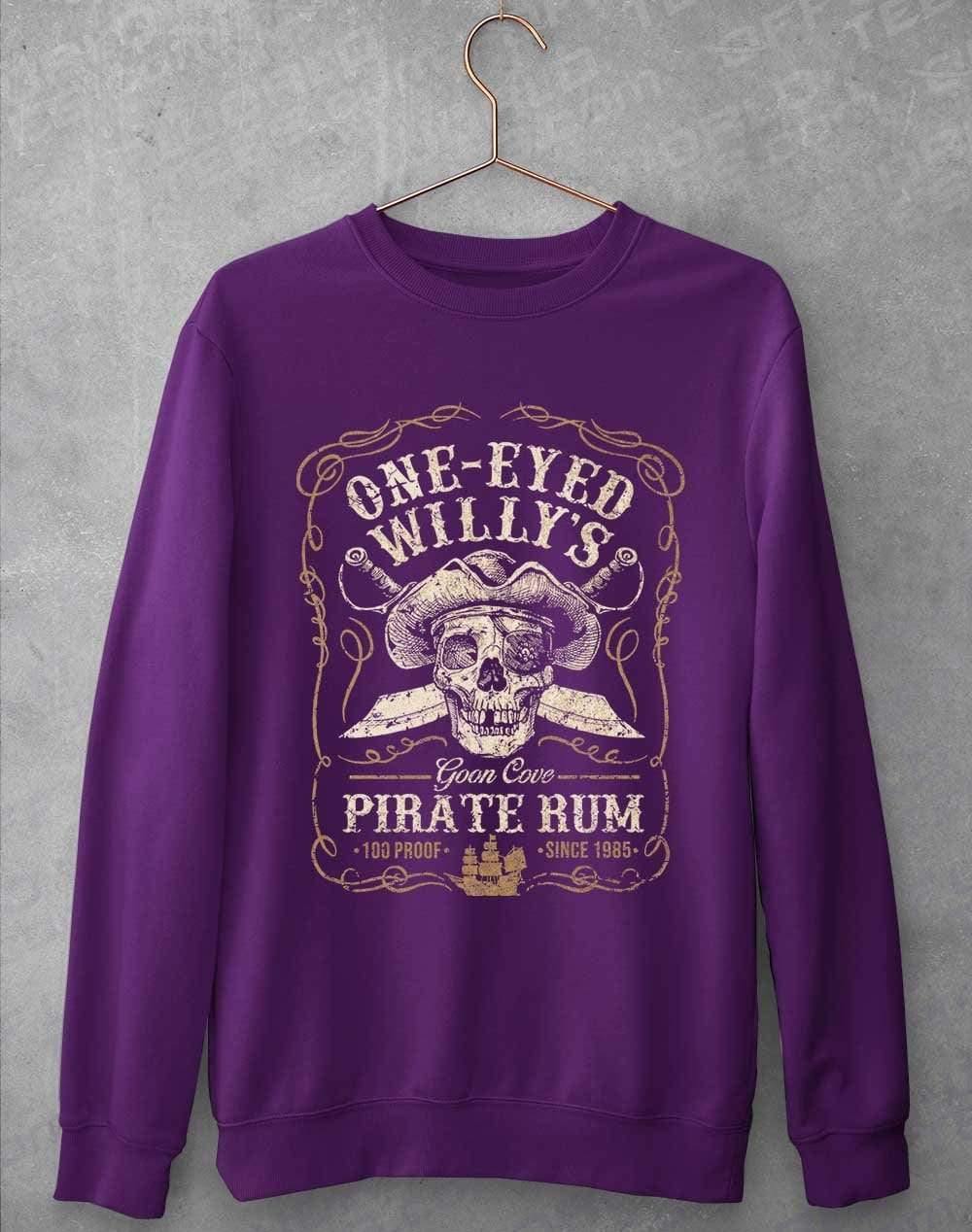 One-Eyed Willy's Goon Cove Rum Sweatshirt S / Purple  - Off World Tees