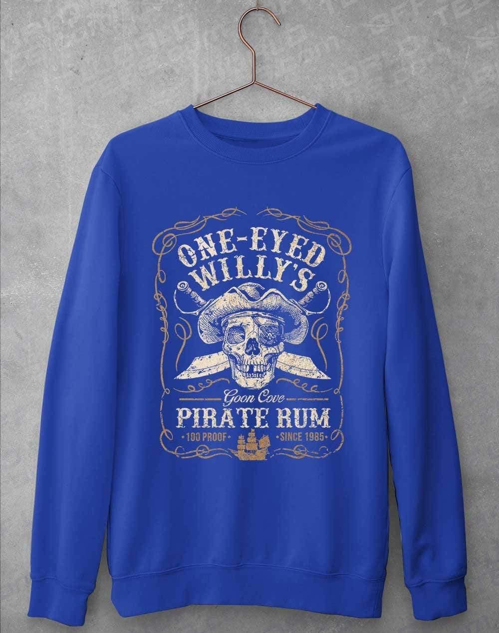 One-Eyed Willy's Goon Cove Rum Sweatshirt S / Royal Blue  - Off World Tees