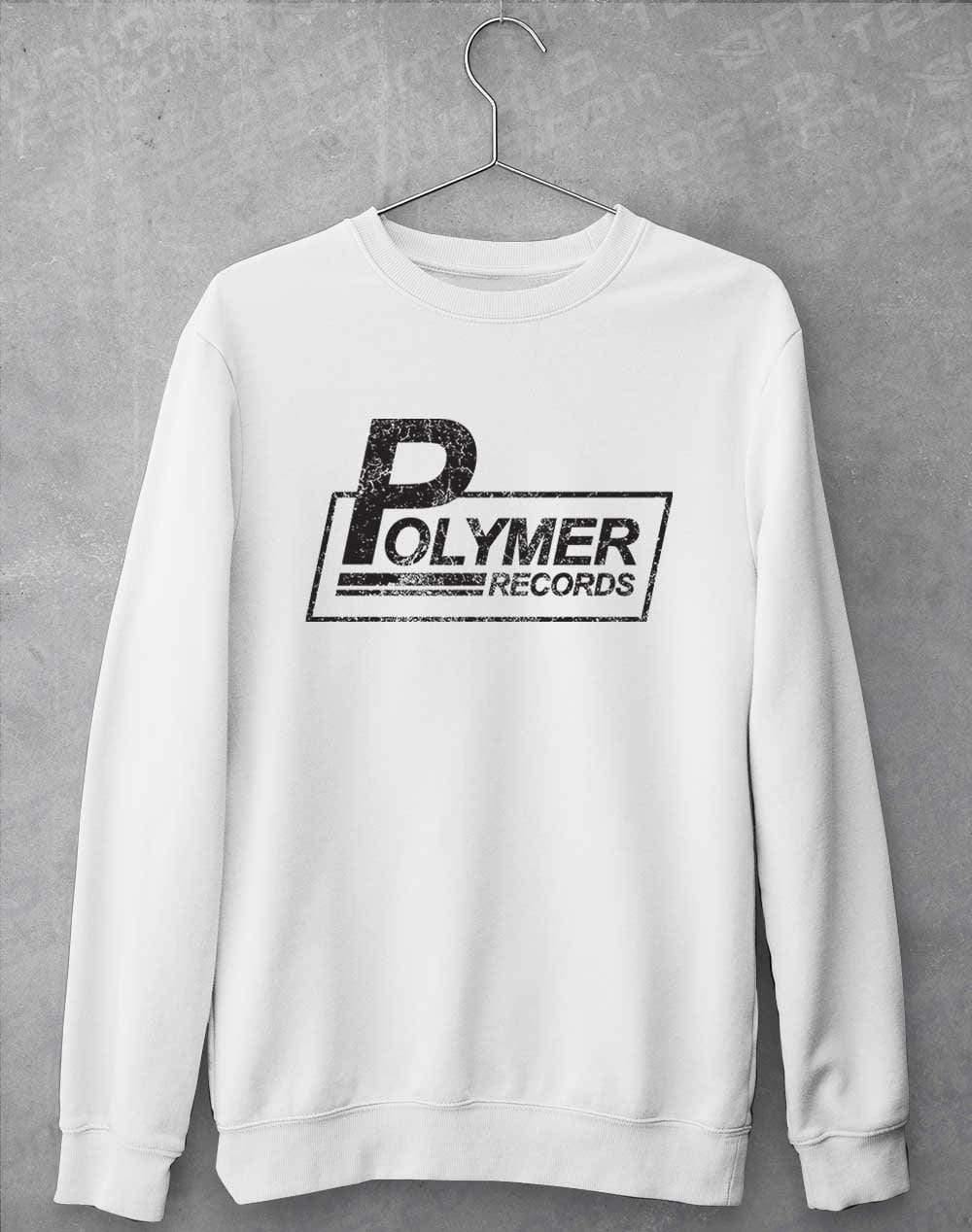 Polymer Records Distressed Logo Sweatshirt S / Arctic White  - Off World Tees