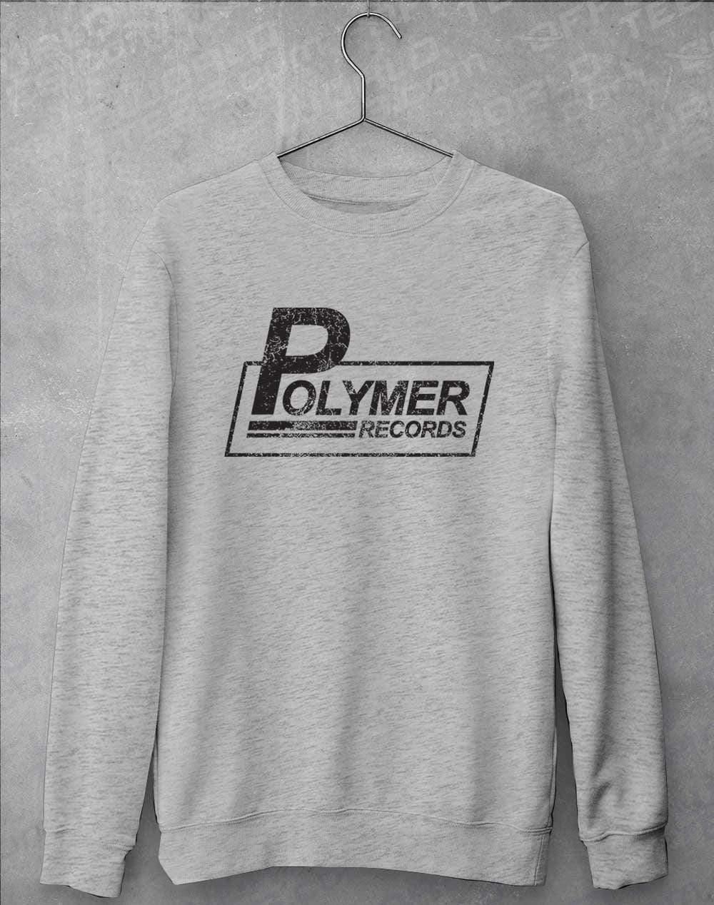 Polymer Records Distressed Logo Sweatshirt S / Heather Grey  - Off World Tees