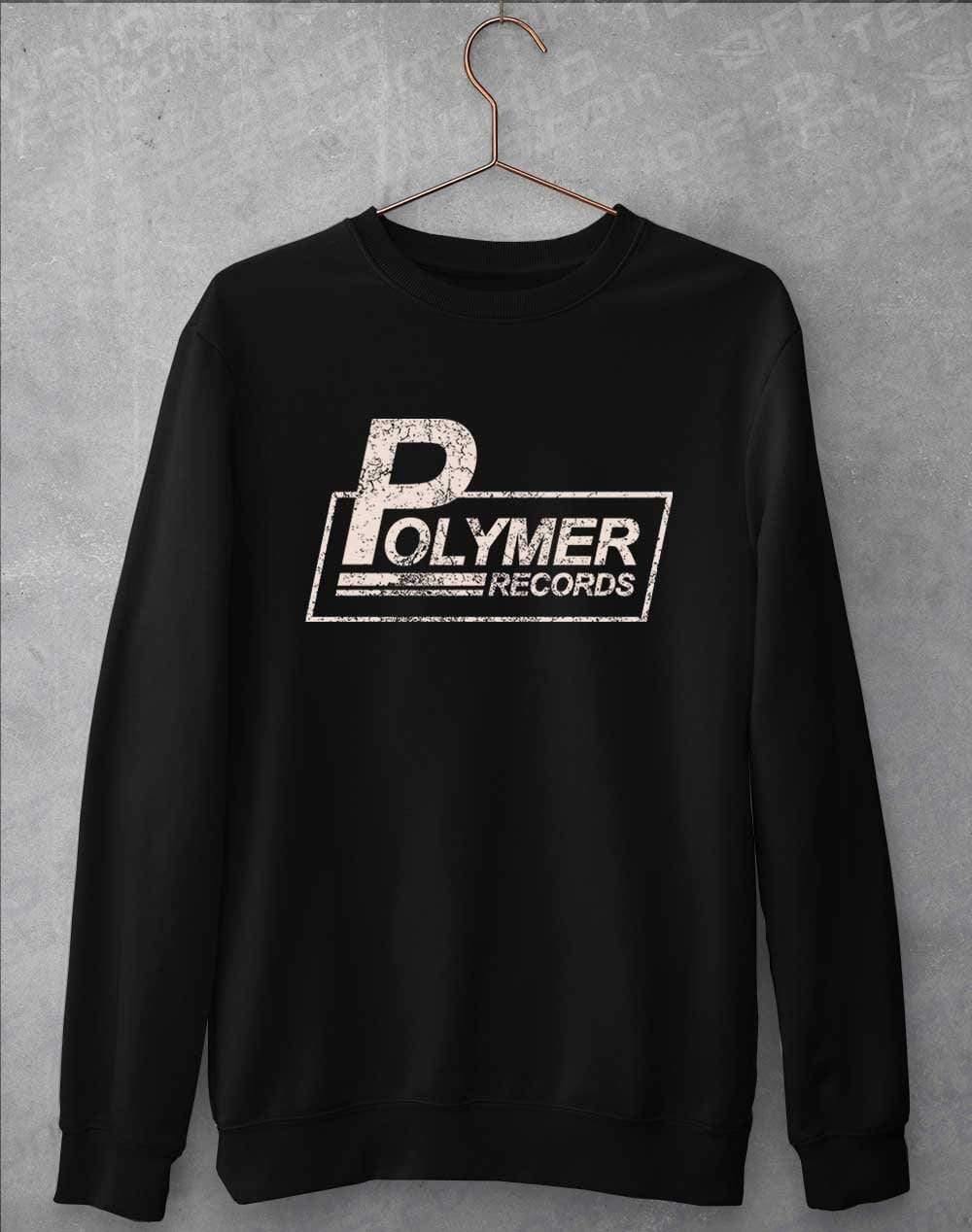 Polymer Records Distressed Logo Sweatshirt S / Jet Black  - Off World Tees