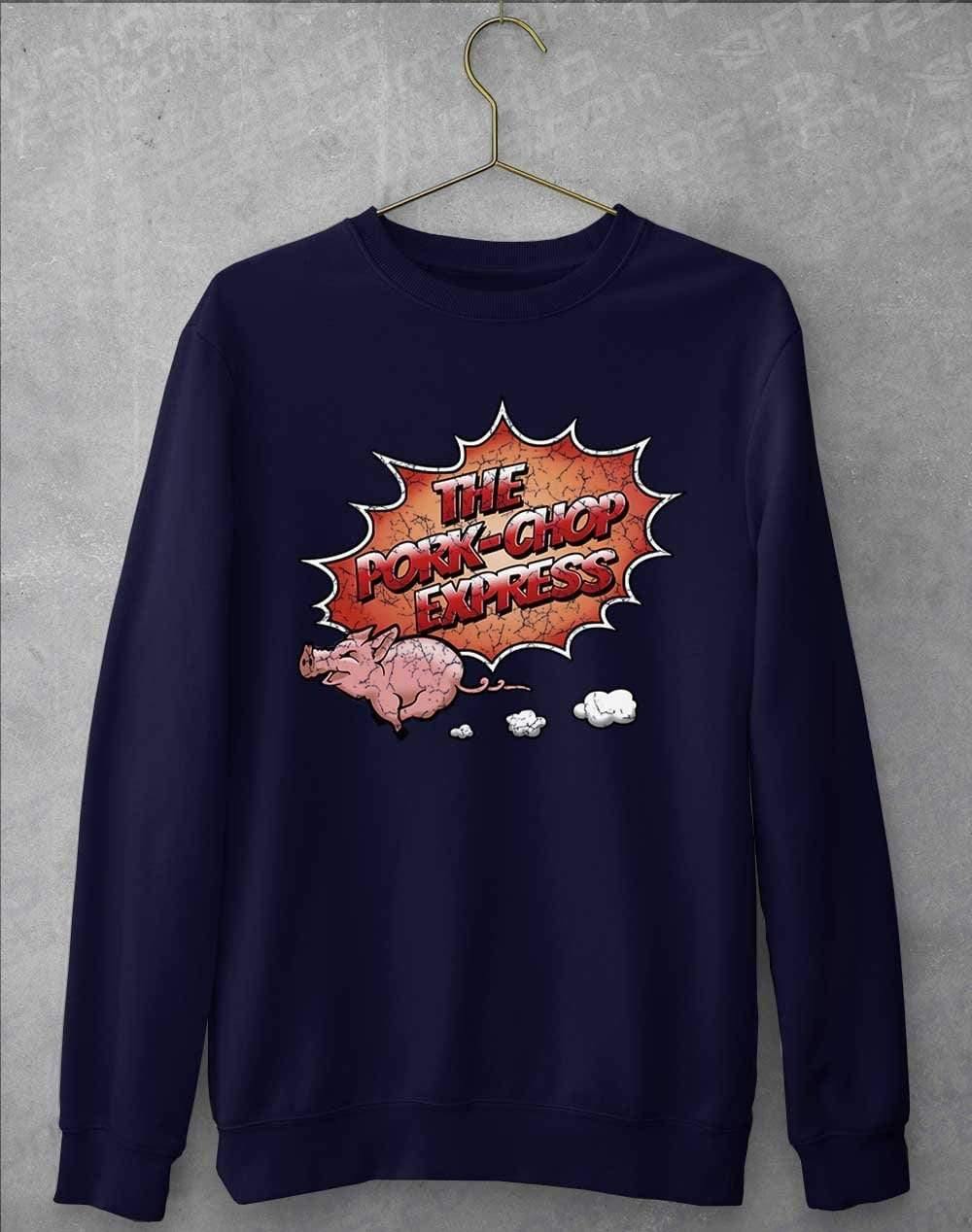 Pork Chop Express Distressed Logo Sweatshirt S / Oxford Navy  - Off World Tees