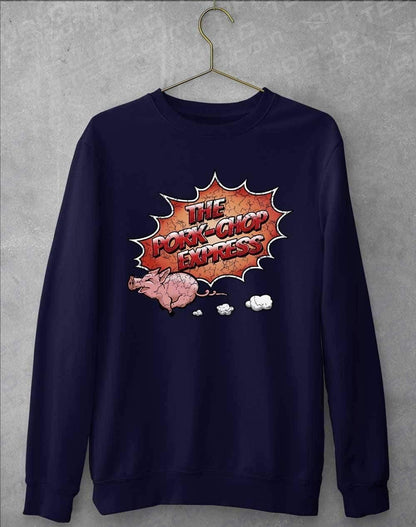 Pork Chop Express Distressed Logo Sweatshirt S / Oxford Navy  - Off World Tees