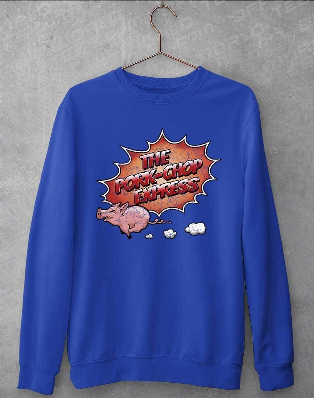 Pork Chop Express Distressed Logo Sweatshirt S / Royal Blue  - Off World Tees