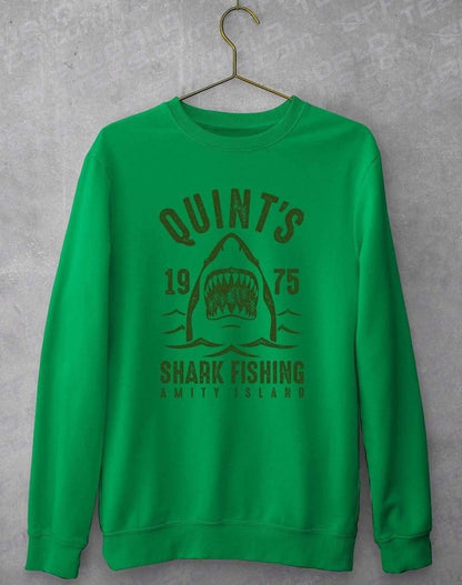 Quints Shark Fishing Sweatshirt S / Kelly Green  - Off World Tees