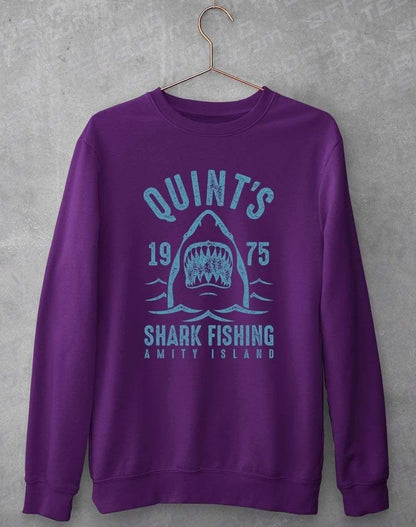 Quints Shark Fishing Sweatshirt S / Purple  - Off World Tees