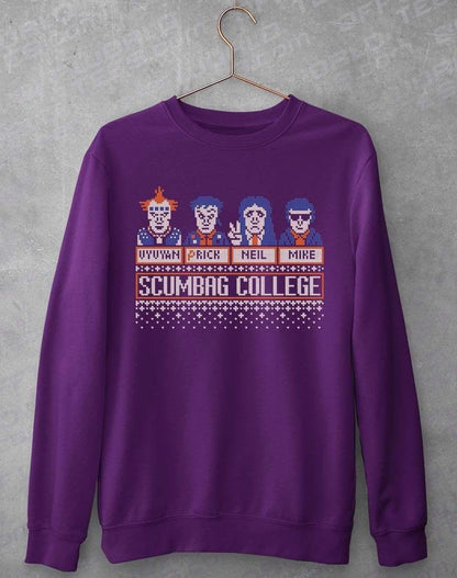Scumbag College Festive Knitted-Look Sweatshirt XS / Purple  - Off World Tees
