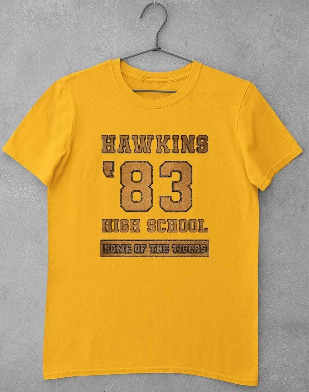 Hawkins High School Distressed 83 T-Shirt S / Gold  - Off World Tees