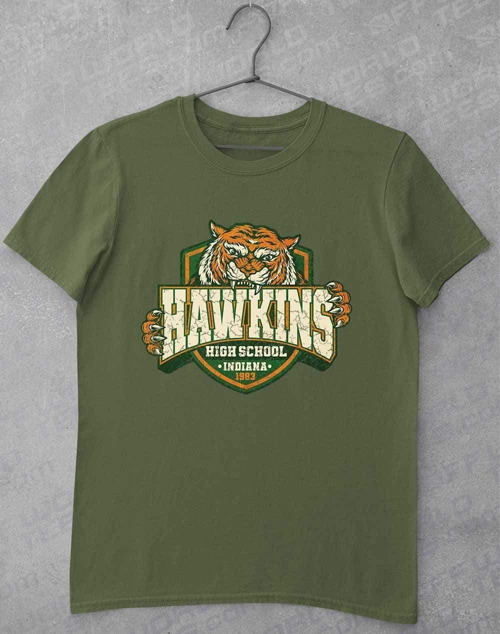 Hawkins High School Tiger Logo T-Shirt S / Military Green  - Off World Tees