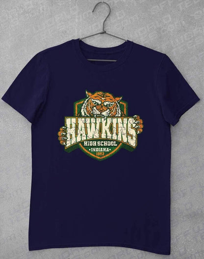 Hawkins High School Tiger Logo T-Shirt S / Navy  - Off World Tees