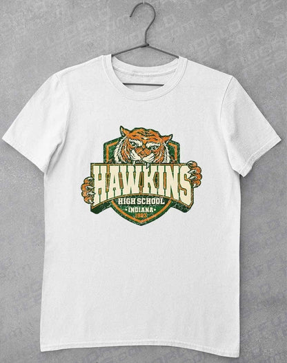 Hawkins High School Tiger Logo T-Shirt S / White  - Off World Tees