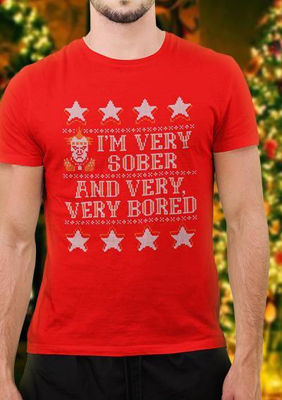I'm Very Sober and Very Very Bored Festive Knitted-Look T-Shirt  - Off World Tees