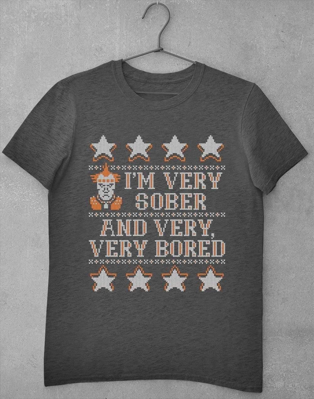I'm Very Sober and Very Very Bored Festive Knitted-Look T-Shirt S / Dark Heather  - Off World Tees