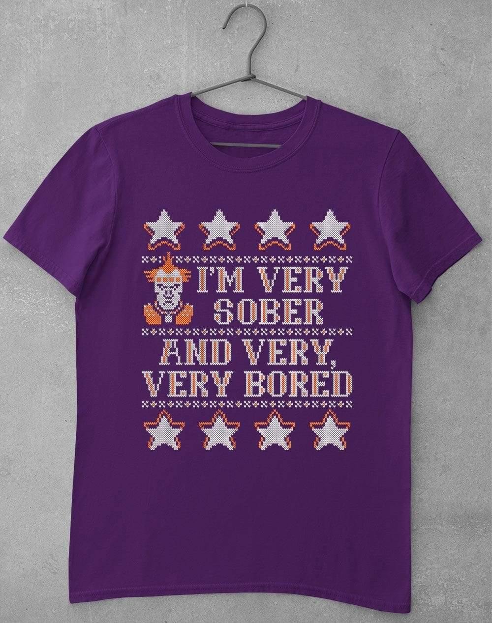 I'm Very Sober and Very Very Bored Festive Knitted-Look T-Shirt S / Purple  - Off World Tees