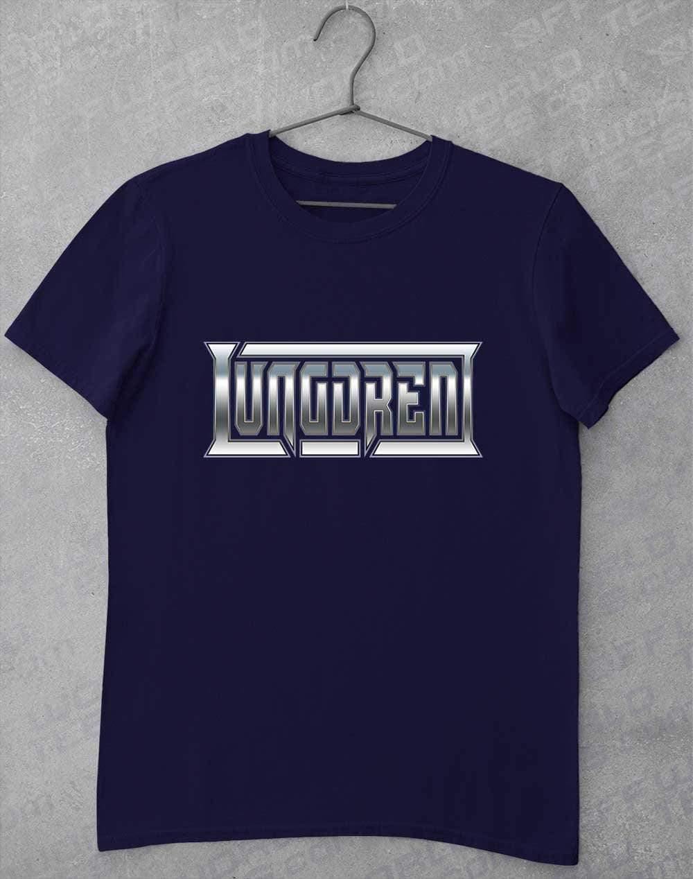 LUNGDREN Chrome Logo - T-Shirt S / Navy  - Off World Tees