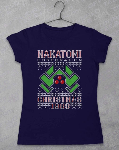 Nakatomi Christmas 1988 Knitted-Look Women's T-Shirt 8-10 / Navy  - Off World Tees
