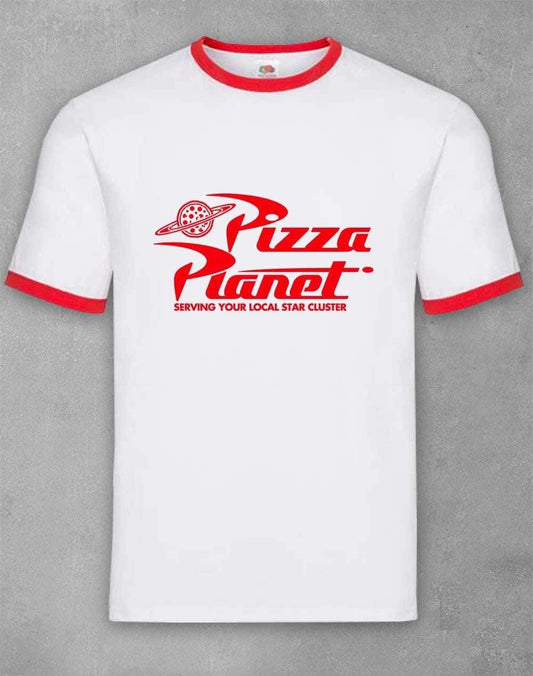 Pizza Planet Classic Ringer T-Shirt S / White  - Off World Tees