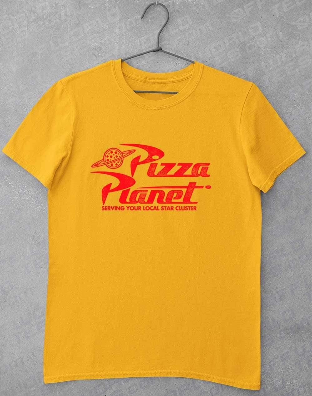 Pizza Planet Distressed Logo T-Shirt S / Gold  - Off World Tees