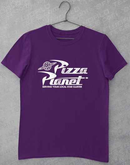 Pizza Planet Distressed Logo T-Shirt S / Purple  - Off World Tees