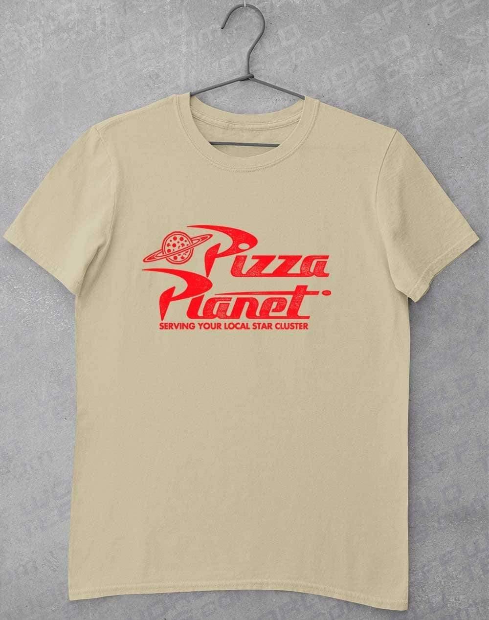 Pizza Planet Distressed Logo T-Shirt S / Sand  - Off World Tees