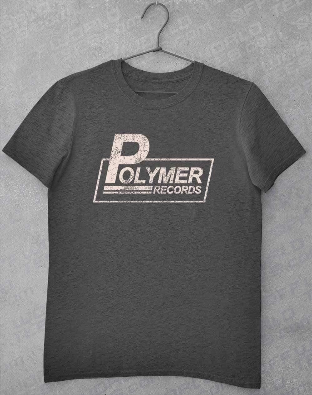 Polymer Records Distressed Logo T-Shirt S / Dark Heather  - Off World Tees