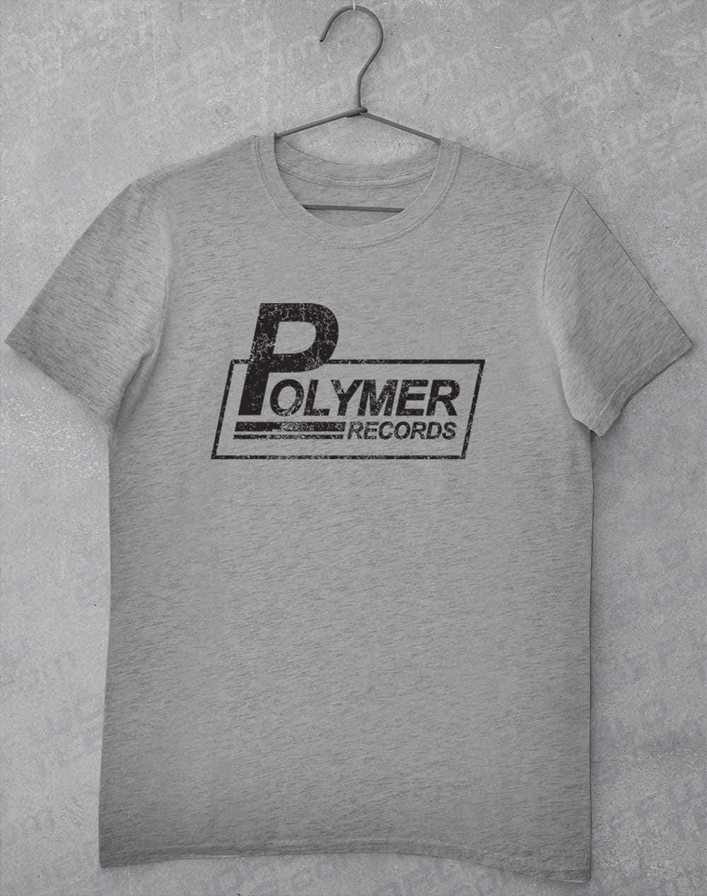 Polymer Records Distressed Logo T-Shirt S / Heather Grey  - Off World Tees