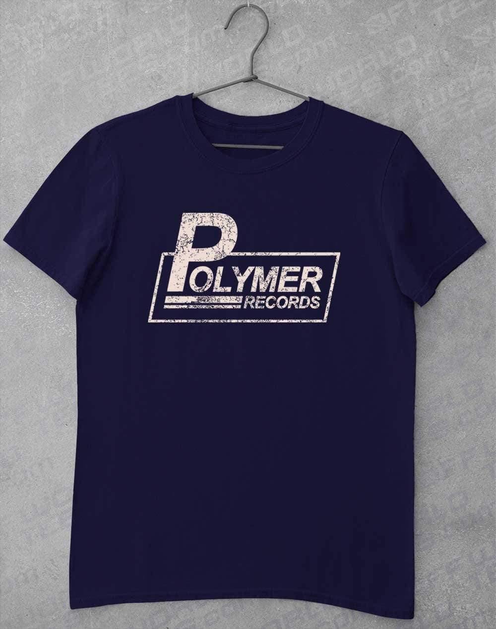 Polymer Records Distressed Logo T-Shirt S / Navy  - Off World Tees