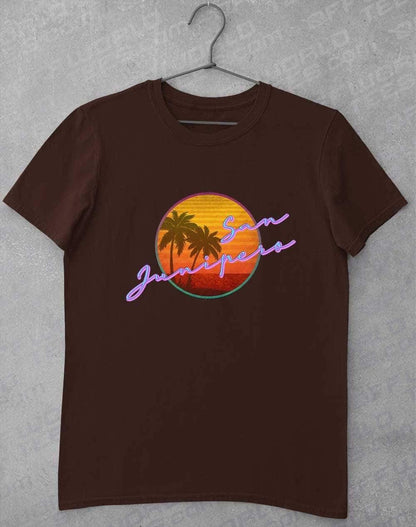 San Junipero 80s Neon T-Shirt S / Dark Chocolate  - Off World Tees