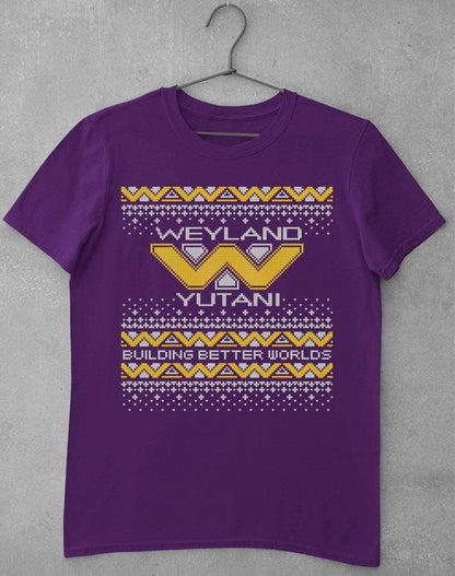 Weyland Yutani Festive Knitted-Look T-Shirt S / Purple  - Off World Tees