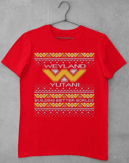 Weyland Yutani Festive Knitted-Look T-Shirt S / Red  - Off World Tees