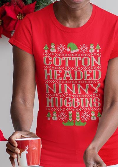Cotton Headed Ninny Muggins Festive Knitted-Look Women's T-Shirt  - Off World Tees