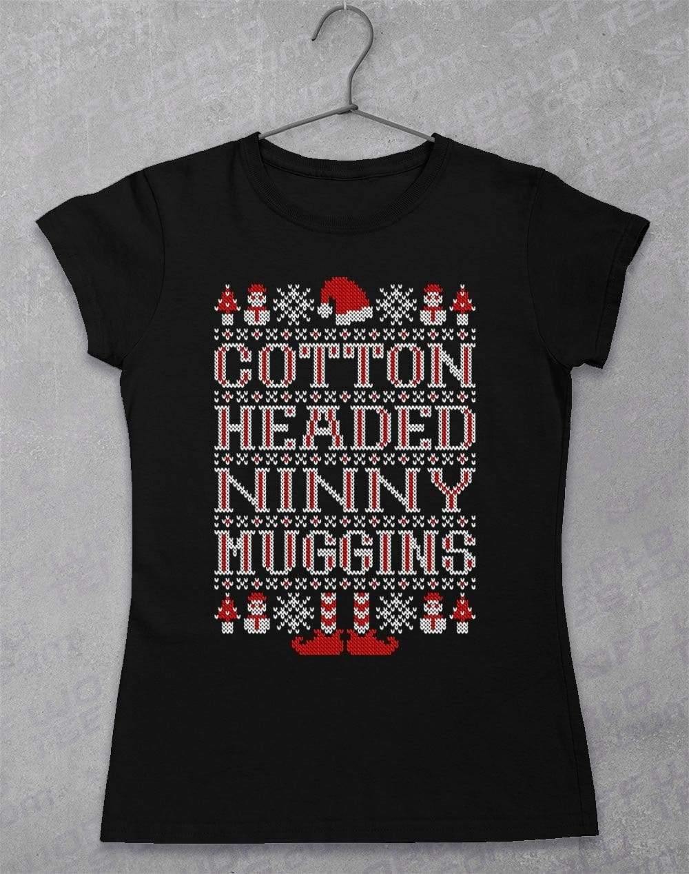 Cotton Headed Ninny Muggins Festive Knitted-Look Women's T-Shirt 8-10 / Black  - Off World Tees