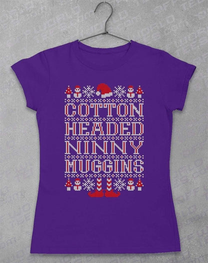 Cotton Headed Ninny Muggins Festive Knitted-Look Women's T-Shirt 8-10 / Lilac  - Off World Tees
