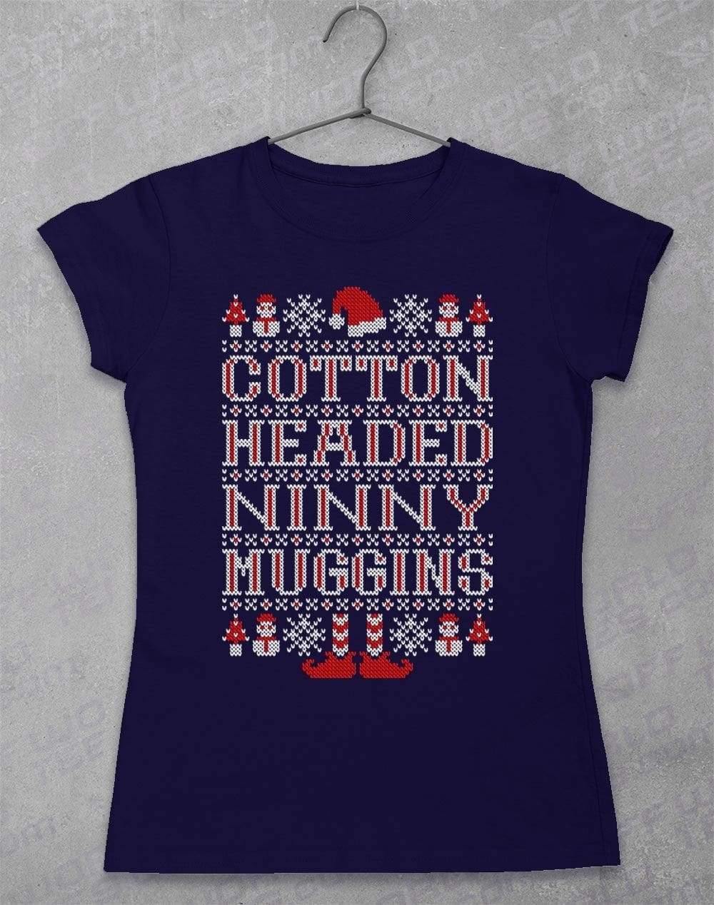 Cotton Headed Ninny Muggins Festive Knitted-Look Women's T-Shirt 8-10 / Navy  - Off World Tees